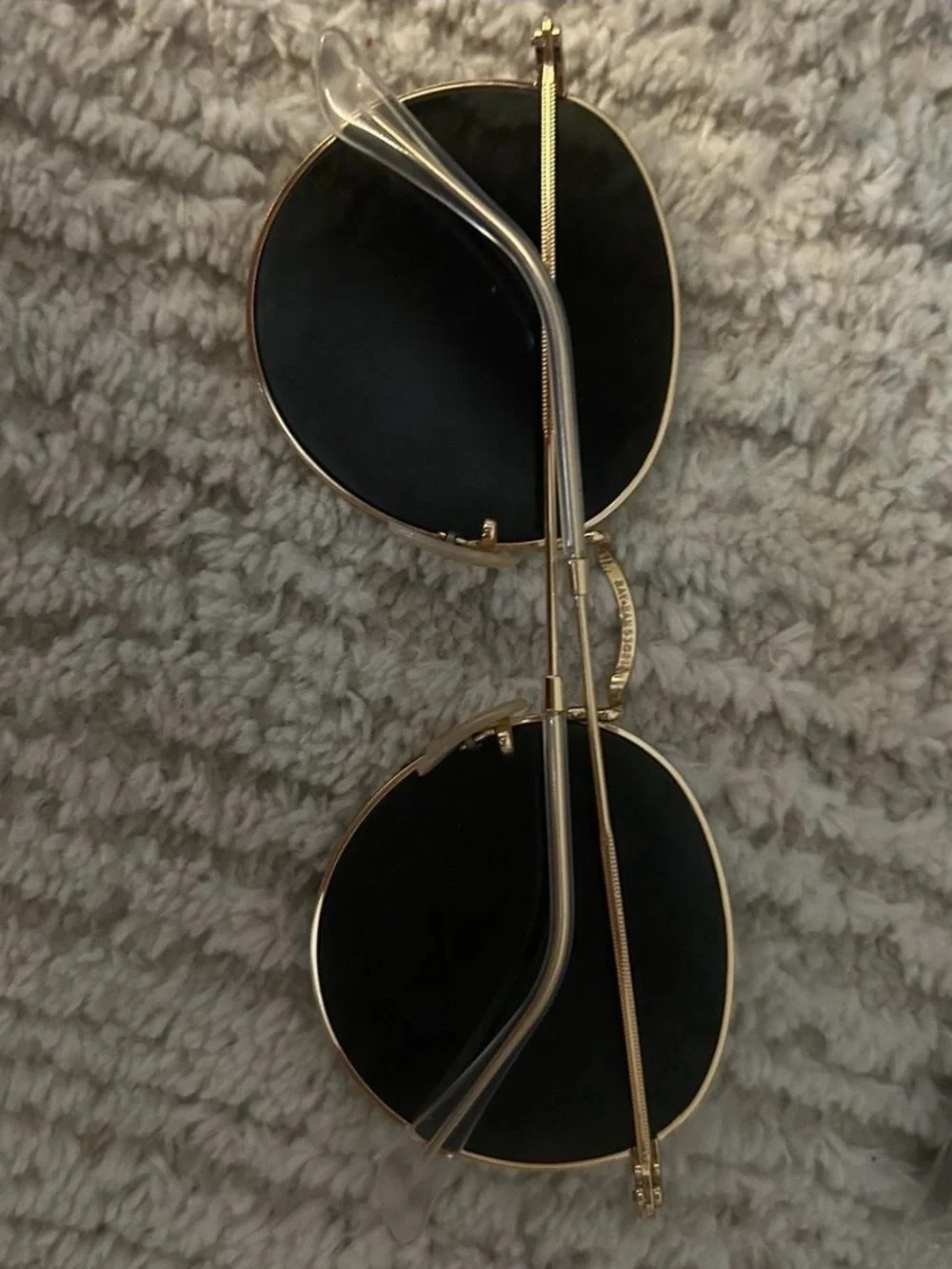Ray-Ban Gold Frame Sunglasses with Black Lenses